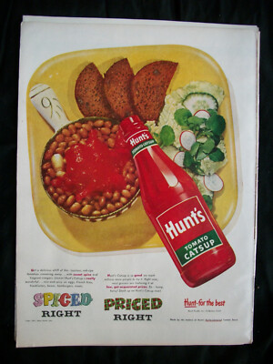 VTG 1951 Orig Magazine Ad HUNTS KETCHUP Bread Salad & Beans