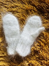 Luxuriously Soft Handknit Angora Down Kids Mittens Warm, Handmade Brand New