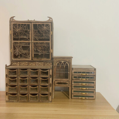 1/12 1/6 Scale Dollhouse Miniatures DIY Unfinished Lattice Storage Box Cabinet e