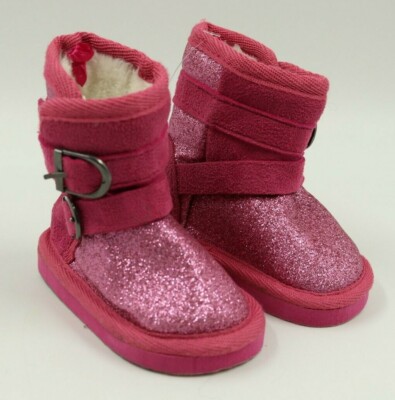 Toys R Us Baby Girl Pink Glitter Faux Fur Lined Winter Boots Size