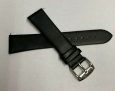 Citizen Black Leather Strap Band 22mm White Silver-Tone Buckle Watch Band