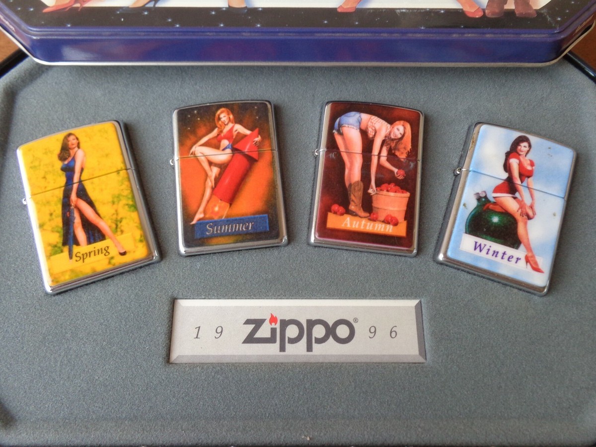 ZIPPO PINUP girls ピンナップガールライター4本セット RARE 1996 LIMITED EDITION BOX SET OF 4 ZIPPO SALUTES PINUP GIRLS