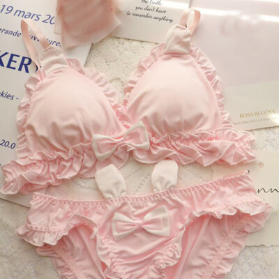 Japanese Sweet Lolita Mori Girls Underpants Briefs Underwear Panties Bra Set