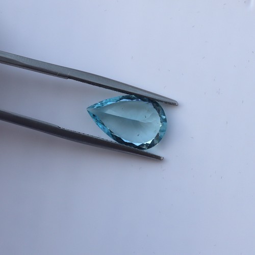 5 Carat 15.8x10.2x6.8 MM Untreated Natural Blue Aquamarine Pear Cut Gemstone - 第 8/10 張圖片