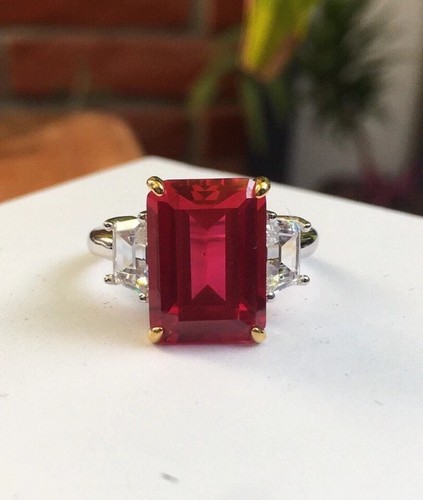 AAA 5.50 Ct Natural Ruby Diamond Wedding Beautiful Ring 14K Solid White Gold - Picture 4 of 5