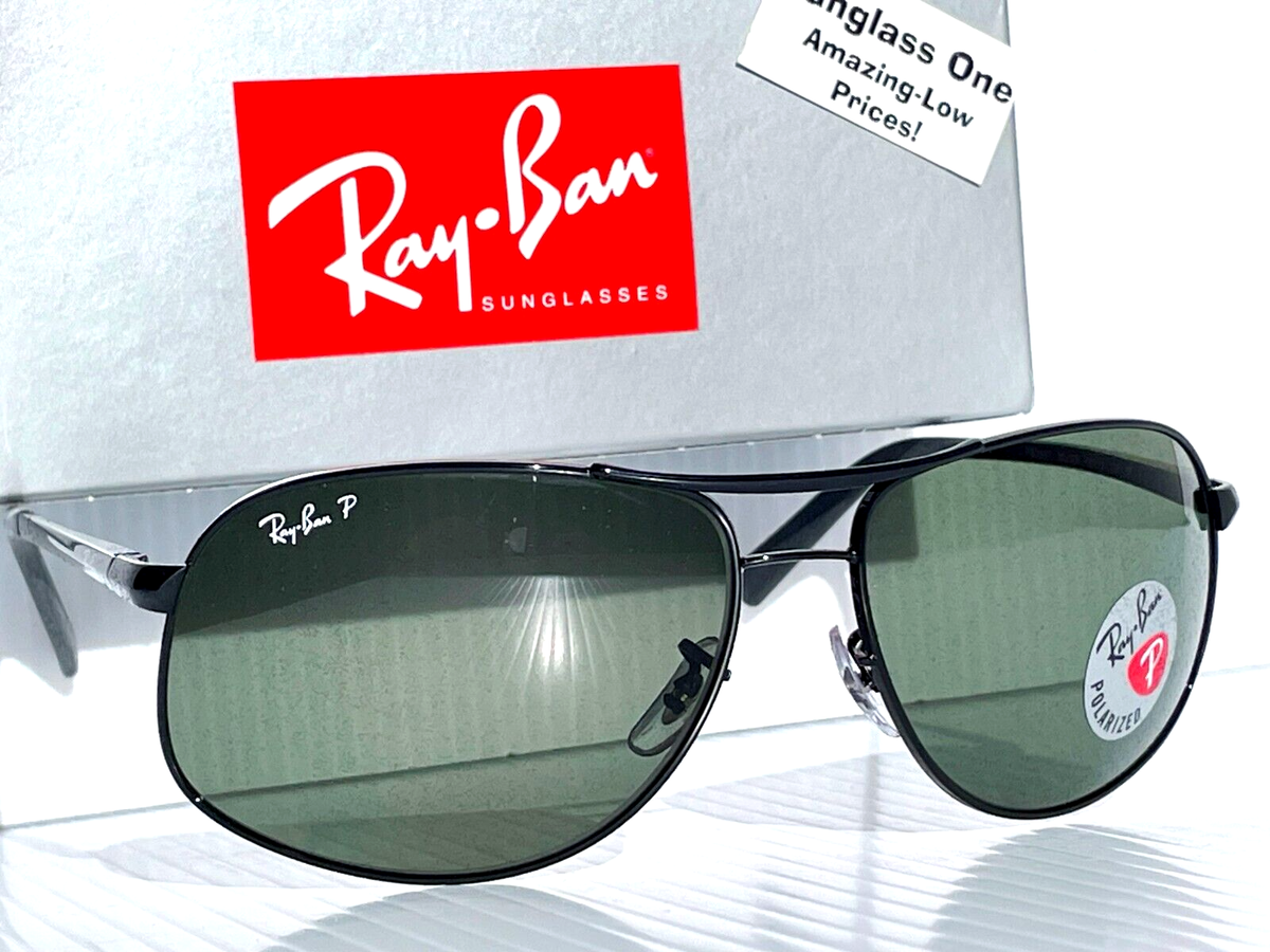 レイバン 偏光 サングラス 送料無料 税込 新品 RB3387 002/9A NEW Ray Ban Shiny Black Metal POLARIZED Green Lens Sunglass RB3387