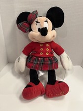 Disney Store Plush Doll Minnie Mouse 2016 16" Christmas Holiday Plaid Skirt