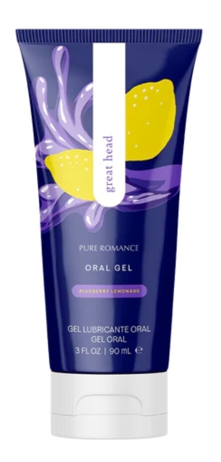 Pure Romance- GREAT HEAD- Oral Gel- Blueberry Lemonade- Relax Gag