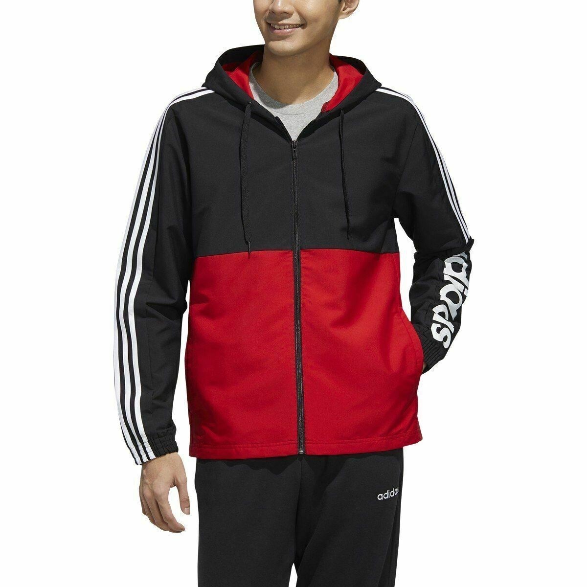 Adidas Vintage Mens Essentials Colorblock FL8626 Windbreaker Red