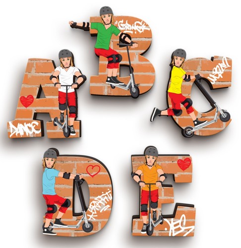 Scooter Sports Wooden Letters for Kids Name on Bedroom Door & Wall - Picture 11 of 11