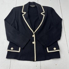 Vintage St John Black Knit Blazer With White Trim Women s
