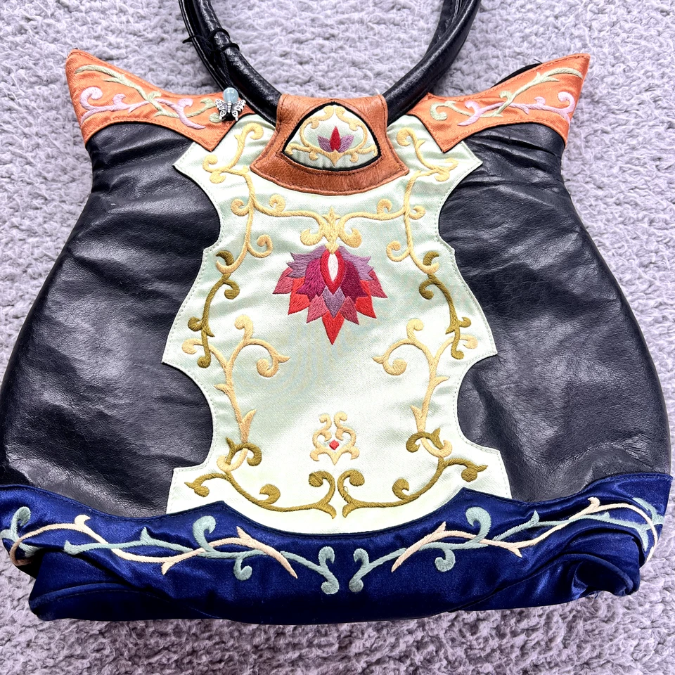 Bolso de Mano Boho Vintage Akihiro Domen Papillion Bordado Seda/Tela Foto 2 de 4