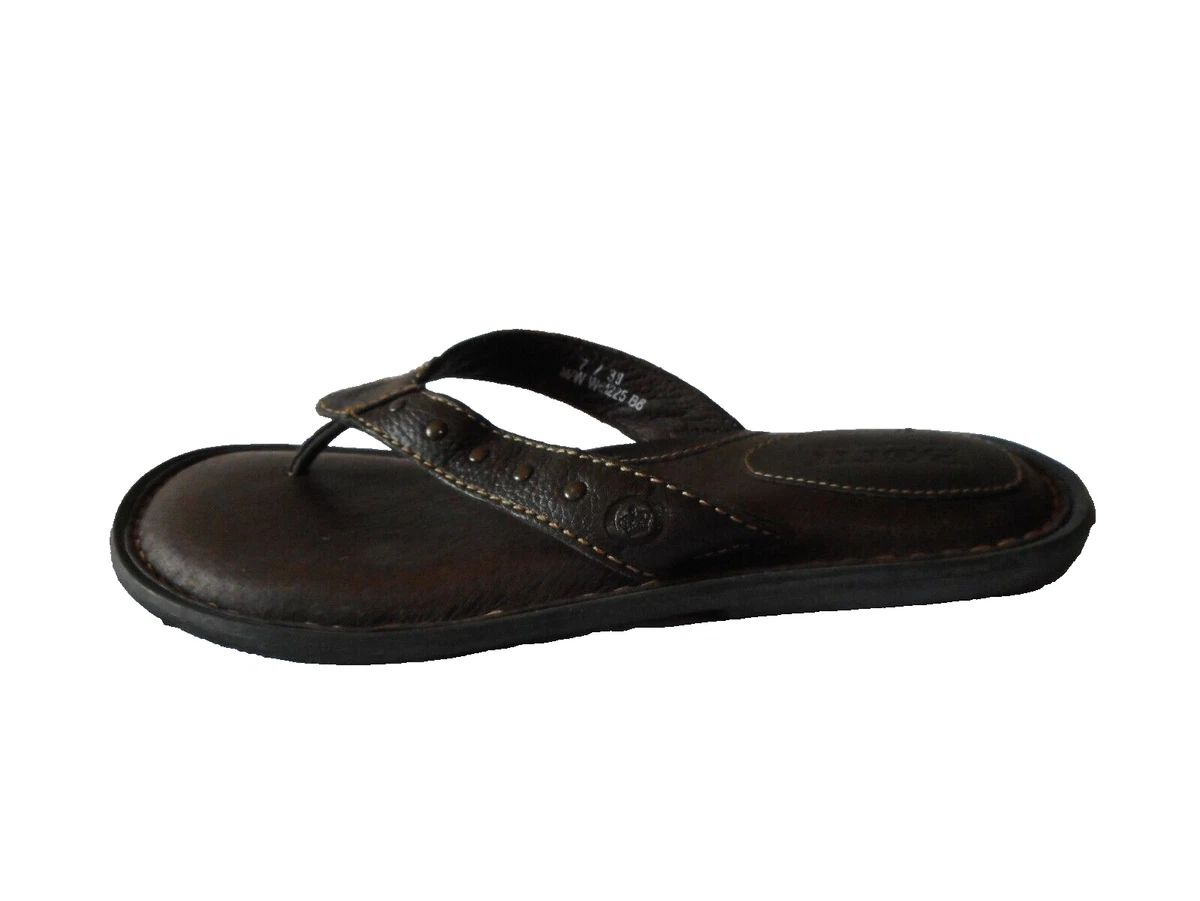 CUSHIONED 128 BORN Brown Leather Mules Flats Slides Sandals