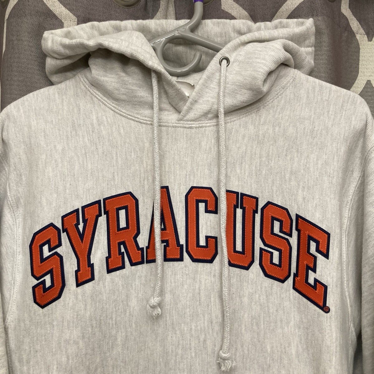 Syracuse Champion Reverse Weave Pullover Hoodie Sweatshirt S Gray