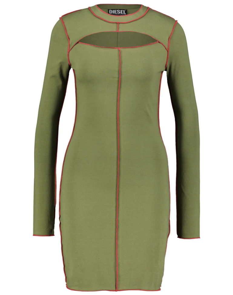 diesel dress green Green ribbed viscose M-Vera minidress – Daniello.com main image 1