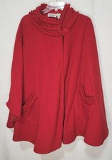 Le Moda Fleece Cape/jacket Button Ruffled Collar-poncho Womens One Size-reg-plus