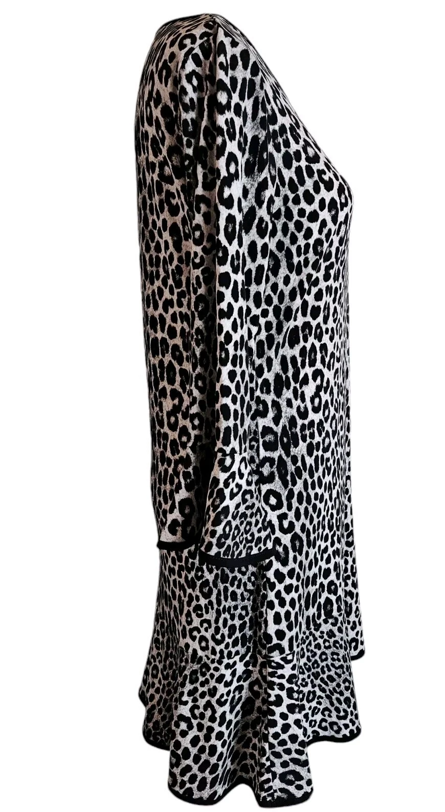 Abito Michael Michael Kors stampa leopardata animalier taglia media manica a campana orlo con volant