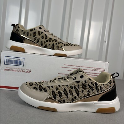 OrthoComfoot Women s Leopard Print Arch Support Sneakers   Size 11 US   Comfort