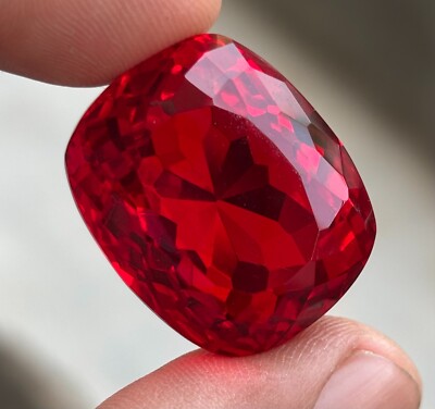 Certified 92 Ct Rare BIG SIZE Blood Red Ruby Cushion Cut Loose Natural Gemstone