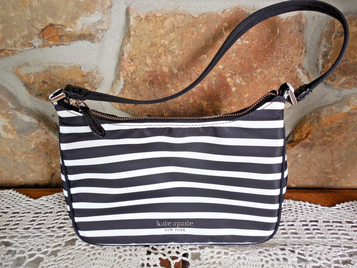 Crossbody Bag Strap in Black & White Stripe