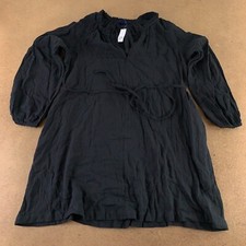 Gap Women's Size Medium Black Crinkle Gauze Long Sleeve Tie-Waist Mini Dress NWT