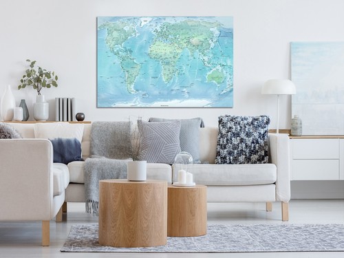 Classic World map countries capitals mounted canvas print ready to hang - Picture 4 of 12