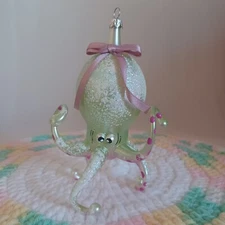 Soffieria De Carlini Italian Octopus Squid Glass Ornament 6” Green  RARE Vintage