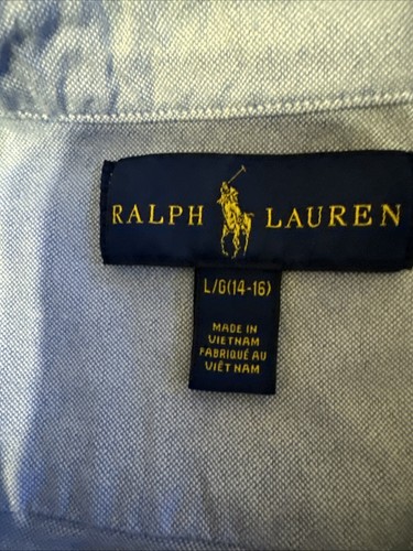 Ralph Lauren Polo Boy's Size L (14-16) Blue Long Sleeve Oxford Shirt Button Down - Picture 4 of 5