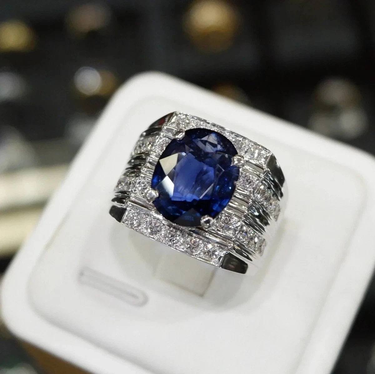Mens engagement rings blue deals