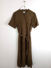 Jaeger Long Shirt Dress Size 8 Green Belted Button-Up RRP £135 New