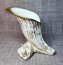 Vintage HAEGER Calla Lily Candlestick Holder w/22K Tweed Gold Trim MCM