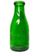 RARE! Antique Green - Wm Weckerle Buffalo NY - Milk Dairy Bottle 1 Quart VTG