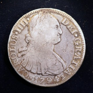 FOREIGN SILVER COIN Mexico 8 Reales 1794 KM 109 VG F CONDITION