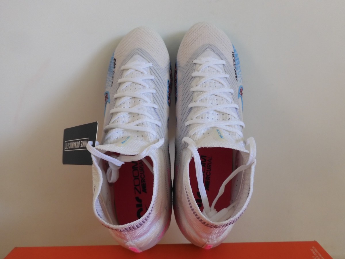 Nike Zoom Mercurial Superfly 9 Elite Fg P White-Blue-Pink Sz 9.5 [FD0241-146] Nike Zoom Mercurial Vapor Superfly 9 Elite White Blue FG  main image 4