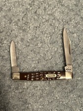 Case 6233 SS Brown Jigged Handle Pocketknife 2 Stainless Blades USA Rare