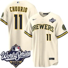 Milwaukee Brewers 11 Jackson Chourio Cream 2026 World Series Stitched Jersey