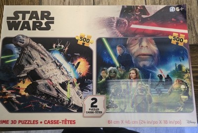 Star Wars 2-Pack 500 Piece Jigsaw Puzzle Set Sealed Prime 3D Millennium Falcon