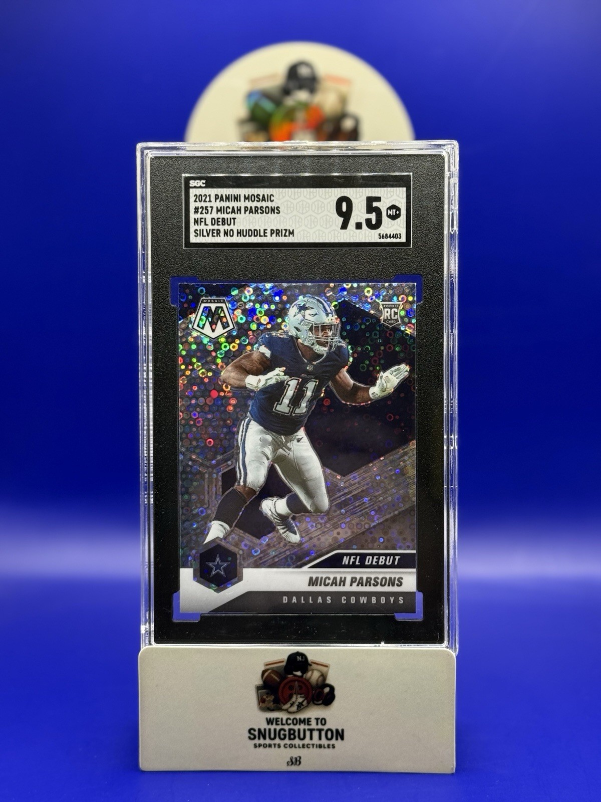 2021 Panini Mosaic Micah Parsons #257 NFL Debut Silver No Huddle Prizm RC