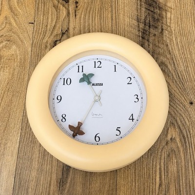 Alessi Michael Graves Vogel Wanduhr Elfenbein Creme Postmodern 1992 funktionstüchtig Italien