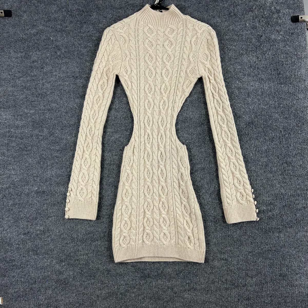sachin and babi light blue dress Danielle Guizio Dress Medium Cable Knit Backless in Cream Cut Out Bodycon  Party