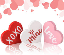 Valentine's Day Decorations, Wood Heart Shaped Sign, Freestanding Table Decor fo