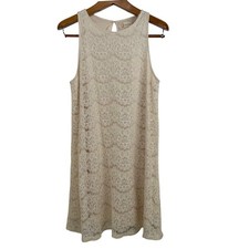 Altar'd State L Cream Lace Sleeveless Shift Dress Boho Wedding Guest Bridal