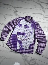 Desigual Rare Shirts Long Sleeve Purple ART Japanese Logo Printed Men s Size M