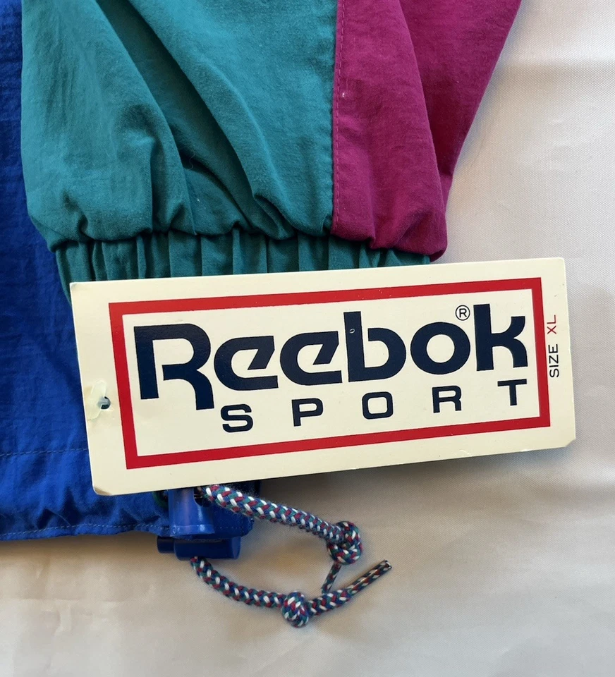 NWT Vintage 80s 90s Reebok Sport Beach Volleyball Zip Up Windbreaker XL - Image 3 of 4