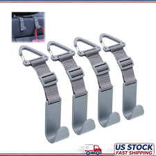 4 Pack Anti-Drop Headrest Hooks, Adjustable Car Seat Organizer, UniveColor: Gray