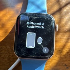 Apple Watch Series 4-44mm Gold Aluminum Case With Blue Silicone Band
