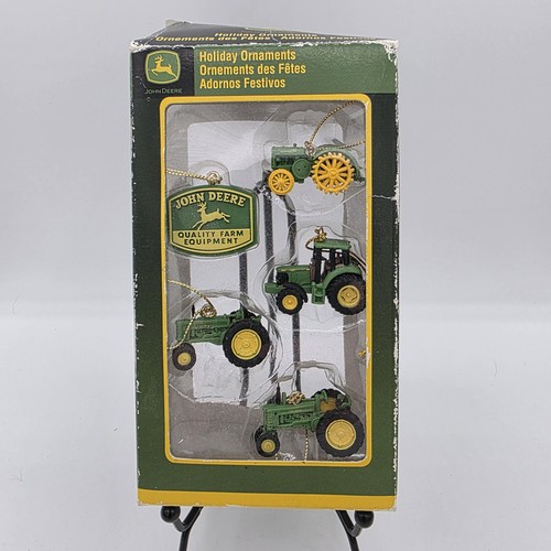 5 John Deere Miniature Holiday Ornaments Hat, New Open Box