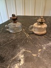 2 Vintage Original Kerosene Glass Font Lamps — photo 1