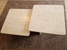 Vintage Travertin Couchtisch-Set (2-teilig),  Naturstein - 80er Jahre