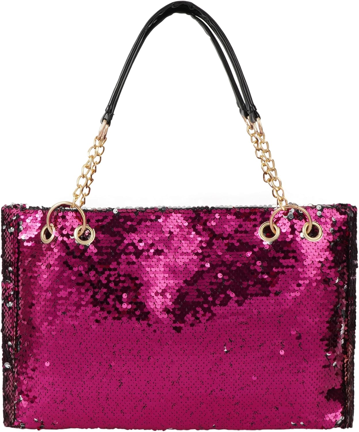 Women's Glitter Sequins Shoulder Tote Big Capacity Shimmer Shopping Bag Sparklin